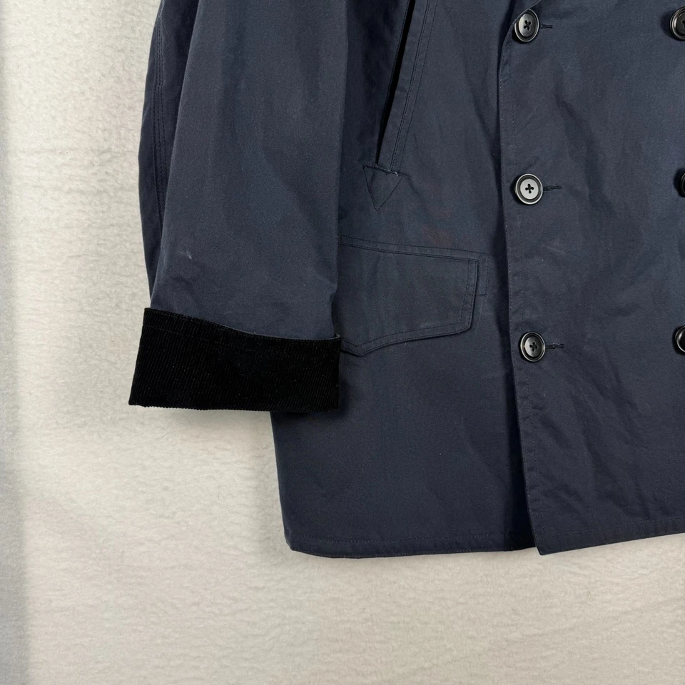 Jack Spade Copeland Waxed Pea Coat Men's Large Blue Corduroy Double Breasted - Image 3 of 4