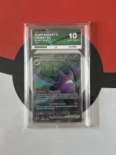 Ace Grading 10 Team Rocket's Crobat ex Secret Rare 217/182 Foil 2025