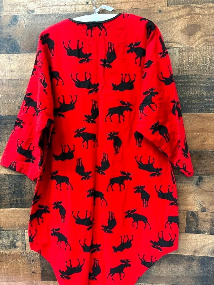 Camisón vintage de franela alce de HATLEY algodón negro y rojo OSFM M/L nuevo sin etiquetas Foto 2 de 2