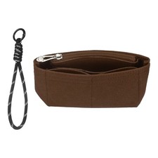 Purse Organizer Insert, Mini Felt Handbag with Strap with Zipper, Coffee