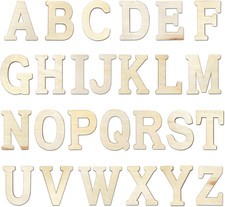 8 Inch 84 Pieces Wooden Unfinished Letters Wood Surface Alphabet Thin Wooden Let