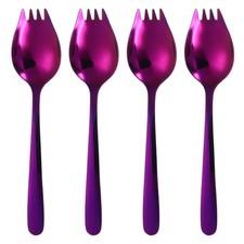 4Pcs Stainless Steel Spork 5.9" Spork Fork-Spoon Combo for Dessert Purple