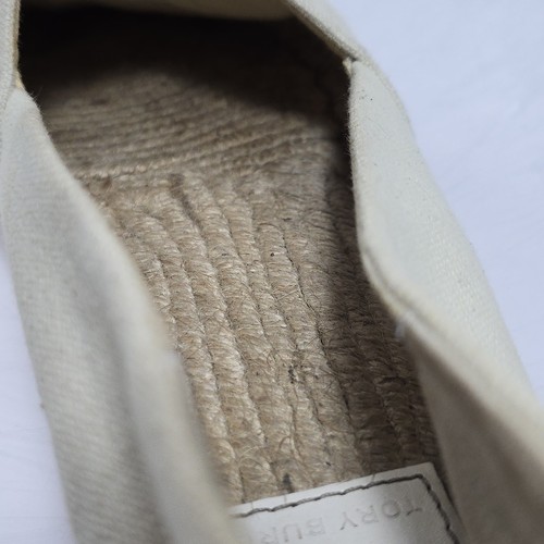 Tory Burch Damenschuhe 9 cremefarbene Weston Logo-Flats/Espadrilles Canvas-Slipper - Bild 19 von 20