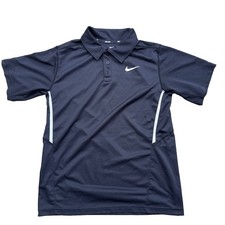 Nike Tennis Polo Shirt Mens Medium Black Dri Fit Short Sleeve Casual Preppy Kids