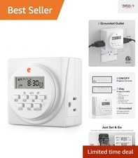 Indoor Digital Timer Outlet - Dual 7-Day Programmable Light Switch, Listed