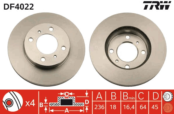 Disque de frein DF4022 TRW haute performance anti-vibration pour berline Proton et Mitsubishi