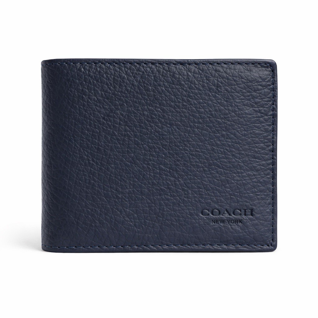 Coach Bifold Slim Leather Wallet Men’s Dark Blue Navy ID Card Holder