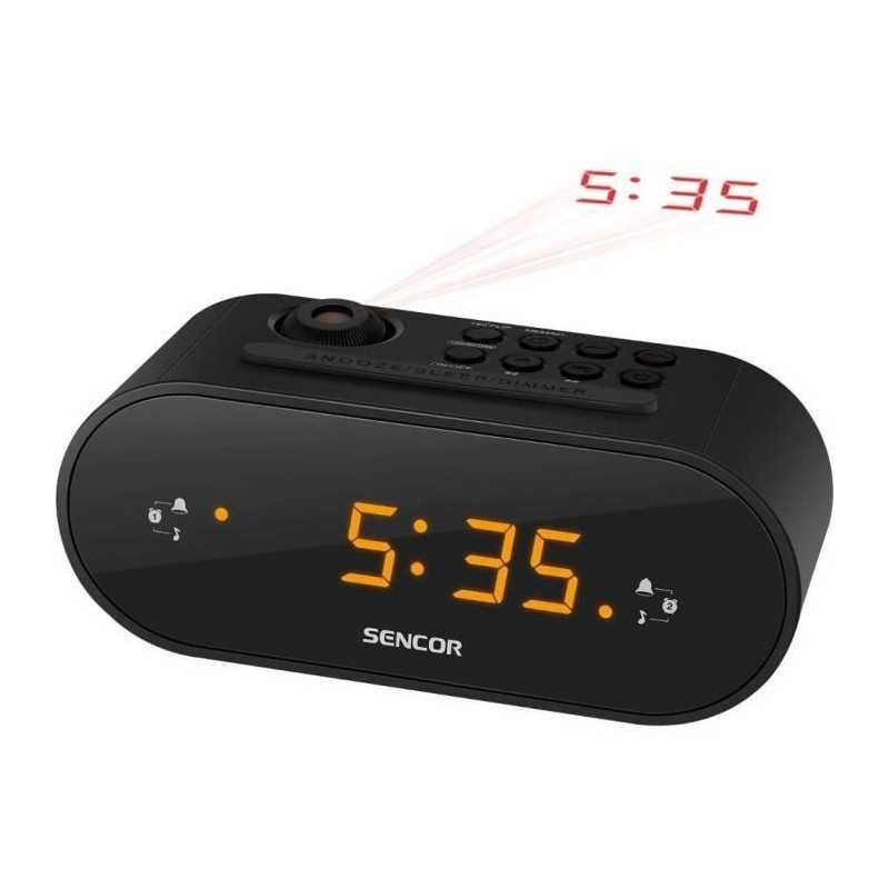Radio réveil à projection Sencor SRC 3100 B compact équipé d'un affichage LED rouge