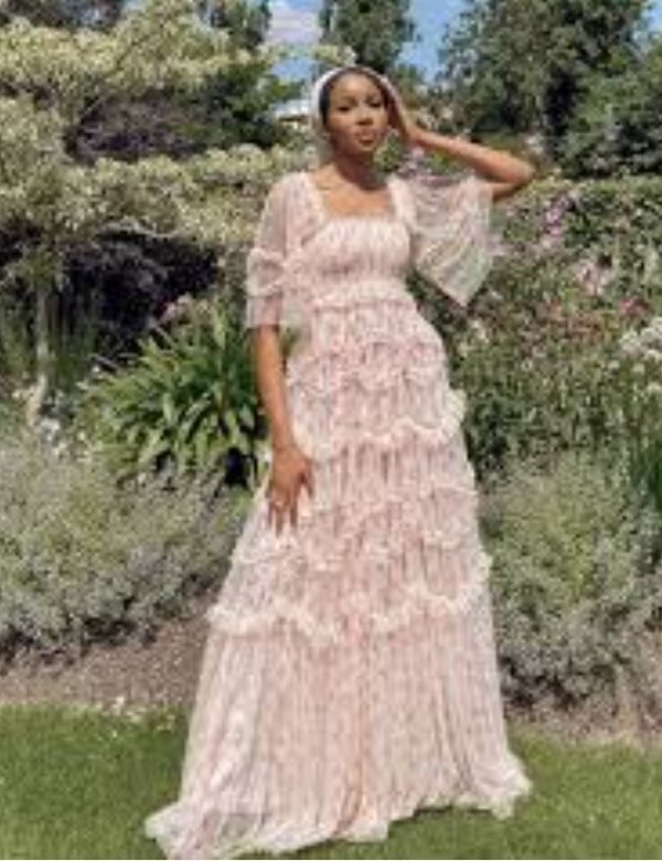 NEEDLE & THREAD Sz 2 Bijou Rose Smocked Maxi Dress Gown | eBay