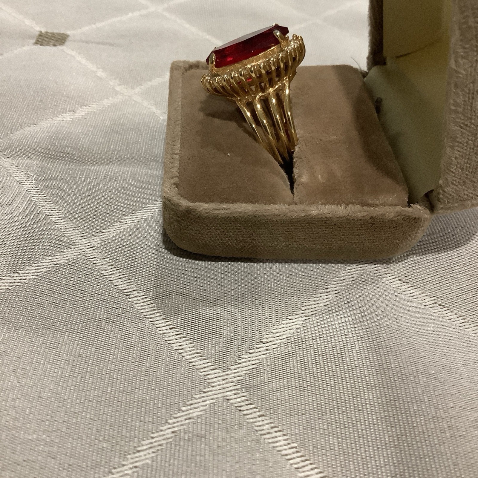 Ruby Red Oval Cut Rhinestone Cocktail/Costume  Ri… - image 4