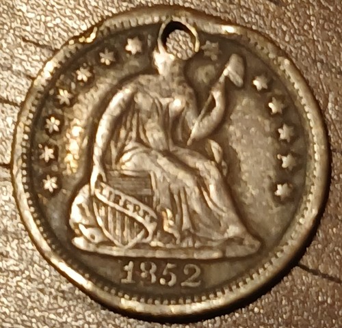 1852-O Seated Liberty Half Dime (VF) 260k Mintage Misshapen/Holed #378