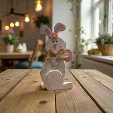 The Easter Bunny" with Egg -Easter Wood Spring Sign Table Easter Bunny S26A