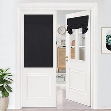 out French Door Curtains-Thermal Insulated Block 26"W x 40"L Pack of 1 Black