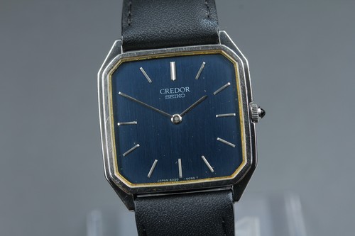SEIKO Credor 6020-5080 Tank Blue Dial Quartz Men