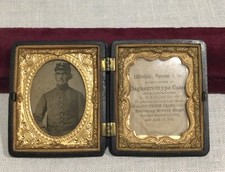 Antique 1860s Civil War Soldier Tintype Daguerreotype in Gutta Percha Union Case
