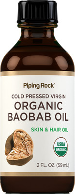Baobab Oil Organic | 2 fl oz | For Hair, Skin, and Face | by Piping Rock