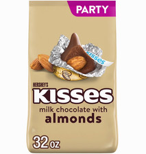 Hershey's Kisses Milk Chocolate with Almonds Candy, Party Pack - 32 oz