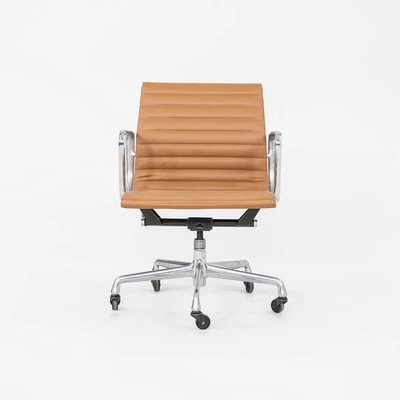 2010s Herman Miller Eames Aluminum Group Management Desk Chair Caramel Leather