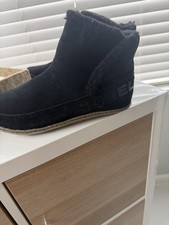 Sorel Nakiska NL3389-011 Womens US 11 Bootie Black Suede Fur Trim Snow Boots