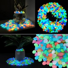 1000PCS GLOW IN THE DARK STONES PEBBLES LUMINOUS GARDEN AQUARIUM FISH TANK UK