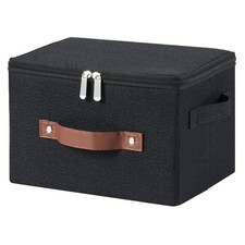 Storage Bins with Zipper Lids Decorative Lidded Baskets Boxes Black