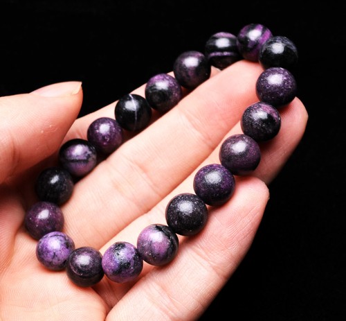 10.2mm Natural Purple Sugilite Quartz Crysta Fluorite Gemstone Bracelet - Picture 3 of 6
