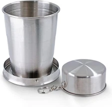Litoexpe 5oz Collapsible Travel Cup With Keychain, Medium (Pack of 1), Silver 
