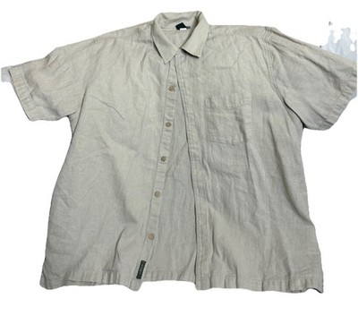 REI M MEN S SHORT SLEEVE BUTTON-UP HEMP-COTTON SHIRT IN LIGHT KHAKI