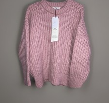 MNG By Mango Pink Chunky Knit Wool Blend Crew...