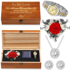 Birthday Gifts for Women Preserved Roses Jewelry Set 925