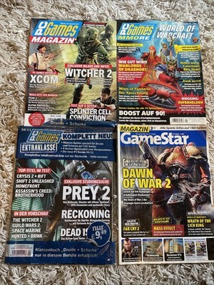 4x PC Games & GameStar Magazine Konvolut   Witcher 2, WoW, GTA IV (Ohne DVDs)