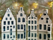KLM Bols Blue Delft Miniature Houses x FOUR Numbers 13. 24. 35. 39 EMPTY