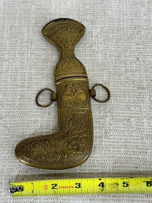 Saudi Arabia Jambiya Dagger Vintage Gold Curved Knife w Sheath 032