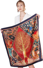 100 Silk Scarf 43" Large Square Shawl Women Hair Wraps-Gift Packed