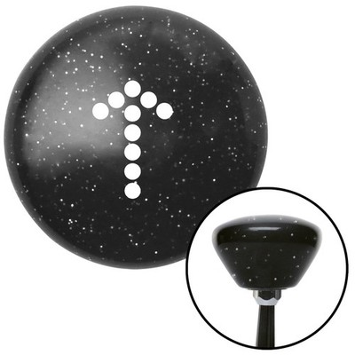 White Dotted Directional Arrow Up Black Retro Metal Flake Shift Knob M16x1.5