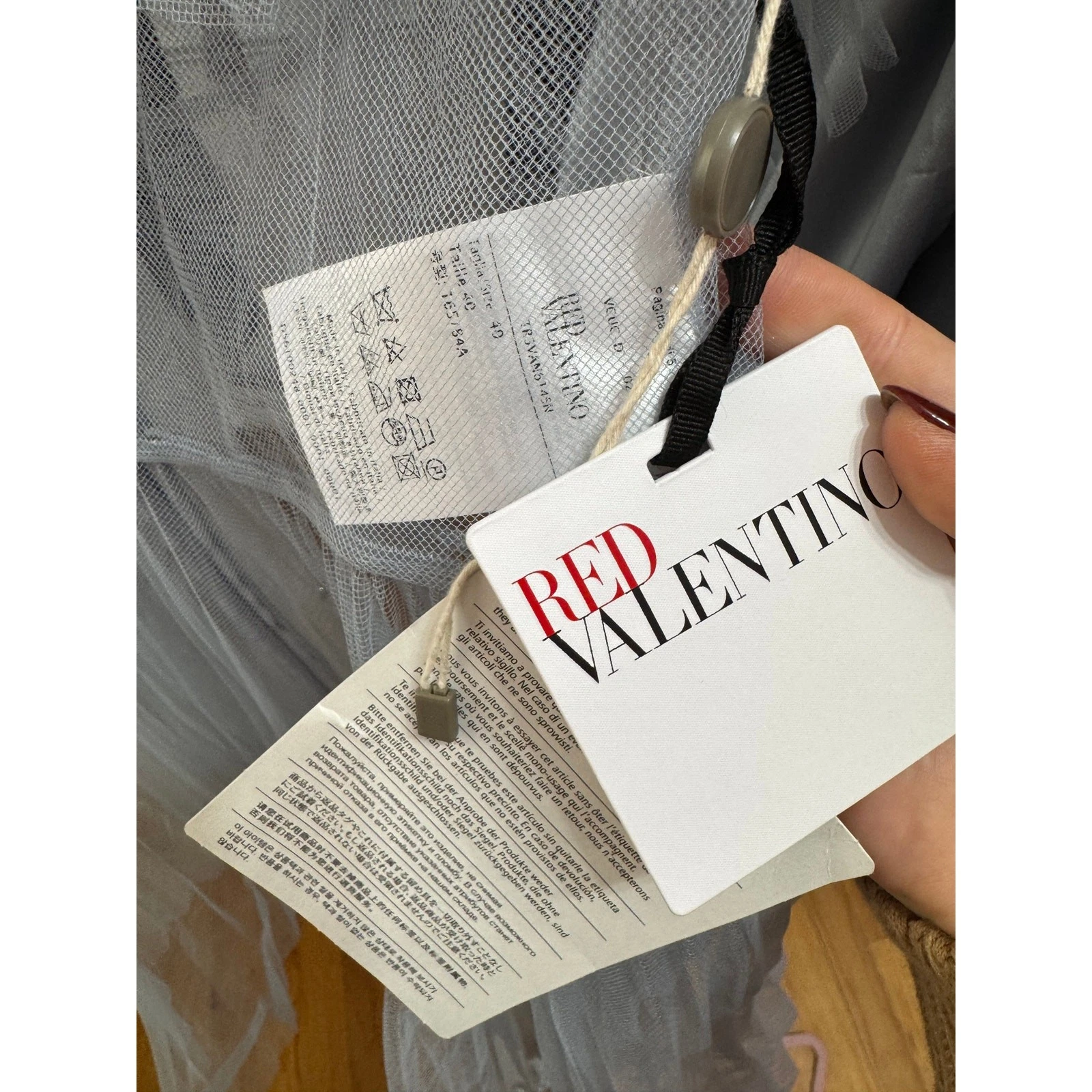 ROSSO Valentino Mini Abito Soprabito in Tulle con Ruffle Blu Taglia 40 Small