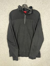 Men's Guess Black Quarter Zip Long Sleeve Pullover Size Large