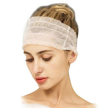 Disposable Spa Headbands, Non-Woven Hair Bands, 100 Count White