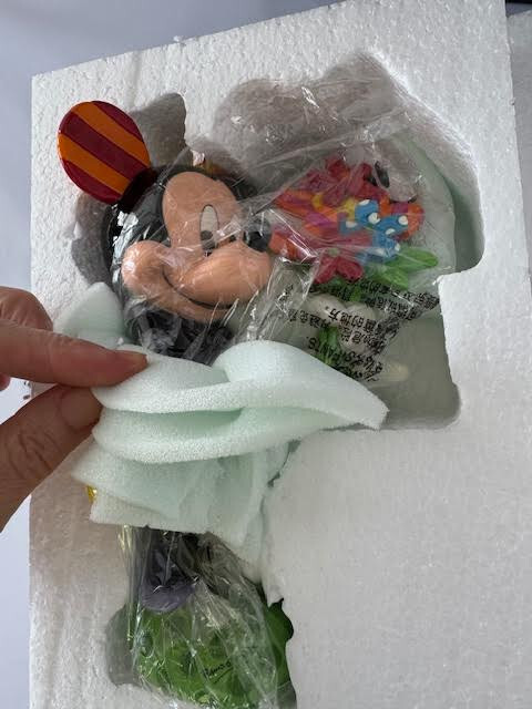 Disney Britto Mickey Mouse with Flowers Figurine New in Box