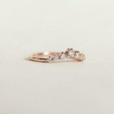 Ring Diamond Gold Contour Band Wedding White Ct Enhancer Round Wrap Solitaire