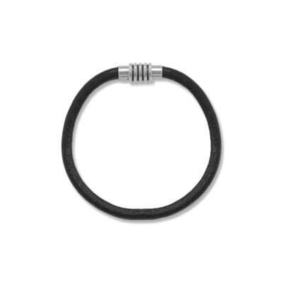 Black Leather Bracelet with Magnetic Clasp 8-inch Length Black Leather Bracelet with Magnetic Clasp 8-inch Length