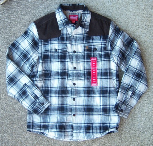 COLEMAN men's jacket size S white black gray plaid faux fur lining NWT