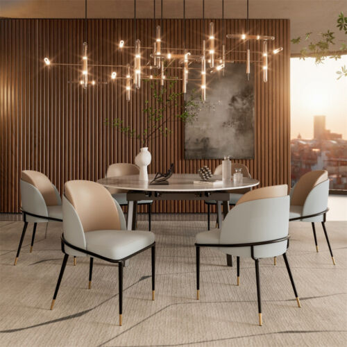 WISFOR 2X Dining Chairs Luxurious Leather Chairs Upholstered Two Toned Kitchen - Picture 7 of 17