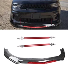 For Dodge Durango SRT Front Bumper Lip Splitter Spoiler+Strut Rods Carbon Fiber