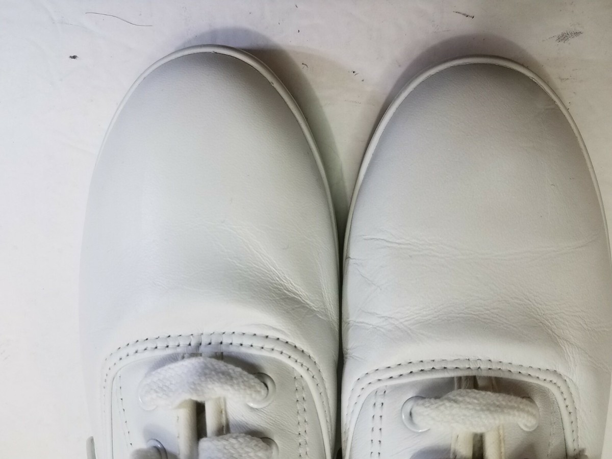 HUSH PUPPIES WOMAN'S SMOOTH WHITE LEATHER LACE-UP TIE SNEAKERS