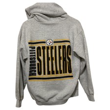 Vintage 90s Pittsburgh Steelers Full zip Hoodie Large Gray Josten's 50/50