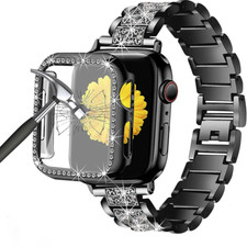 Bling watch Band Strap  Glass Case Cover For Apple Watch Series 9 8 765 SE 2 49