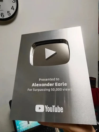 Botón de reproducción YouTube plata oro YouTube personalizado premio placa pared decoración - Imagen 8 de 24