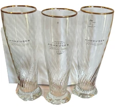 Anheuser Busch World Select Tall Beer Glass Glasses Made Germany Set of 3