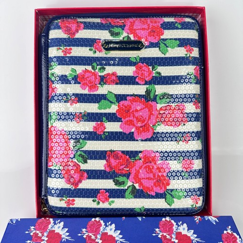 Vintage Betsey Johnson Rosie Floral Striped Sequin iPad Tablet Zippered Case NIB - Picture 3 of 8